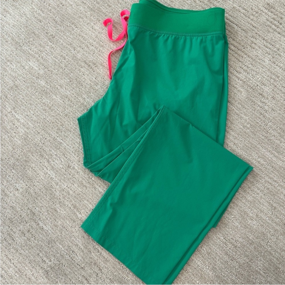Figs Safety Green with Pink Drawstring Freex Livingston Scrub Pants